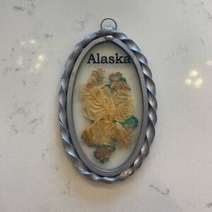 Handmade Vintage Alaska Pressed Flower Sun Catcher or Christmas Ornament